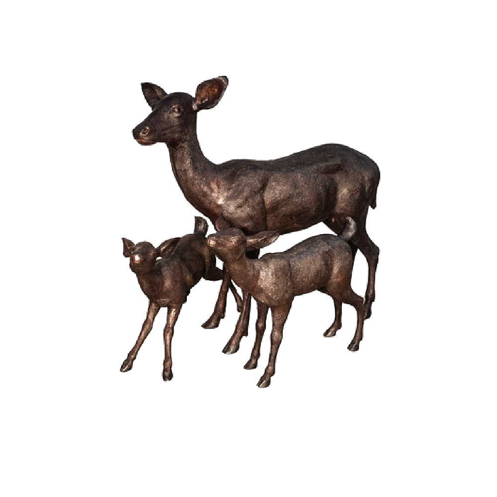 SRB047234-36-38 Bronze Doe with Two Fawns Sculpture Set by Metropolitan Galleries Inc