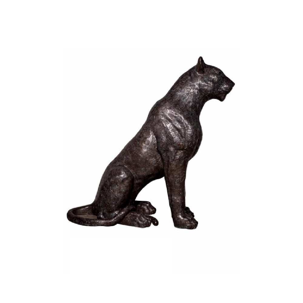 SRB075044 Bronze Sitting Panther Sculpture by Metropolitan Galleries Inc