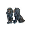 Bronze Sitting Lions Sculpture Pair