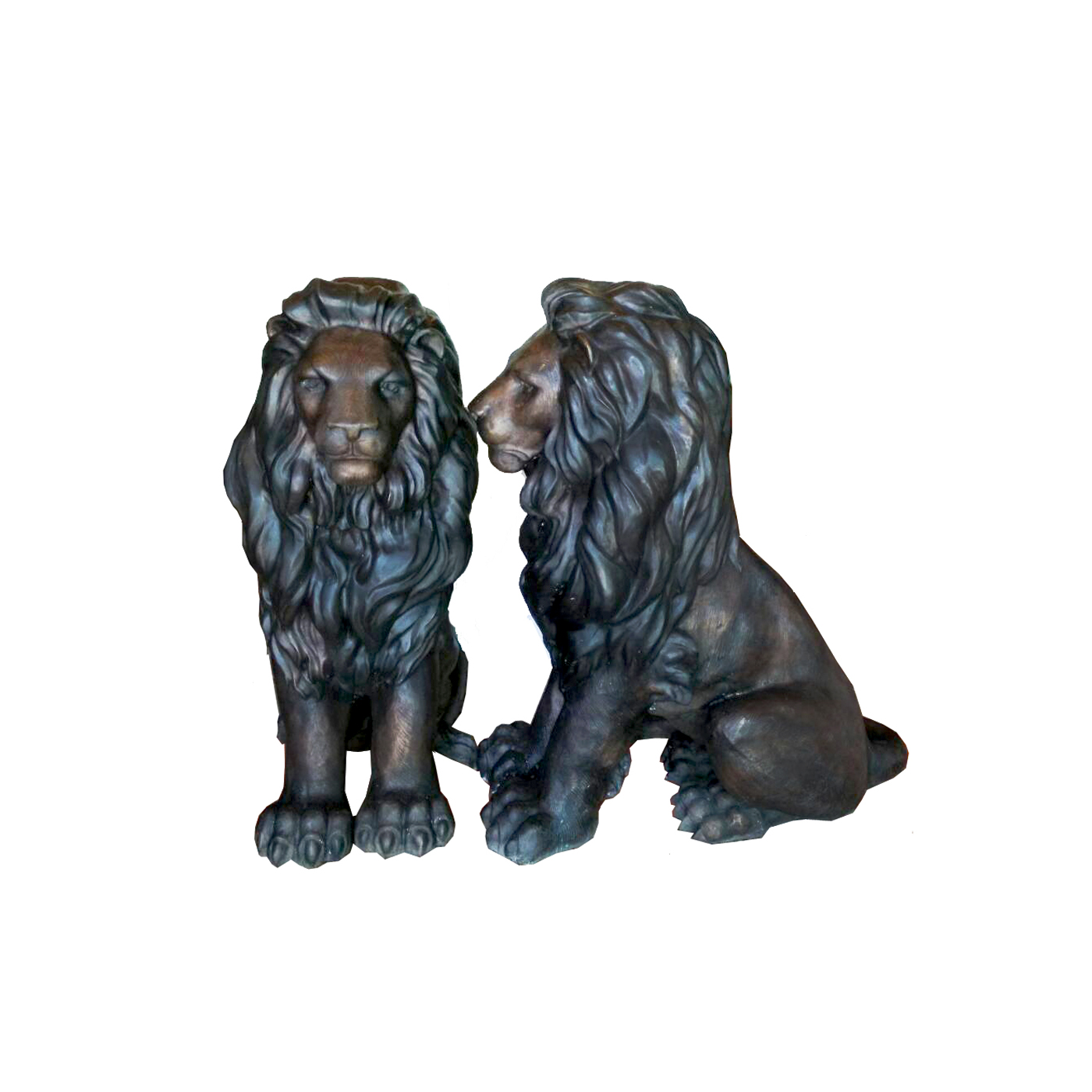 SRB707176 Bronze Sitting Lion Sculpture Pair by Metropolitan Galleries Inc