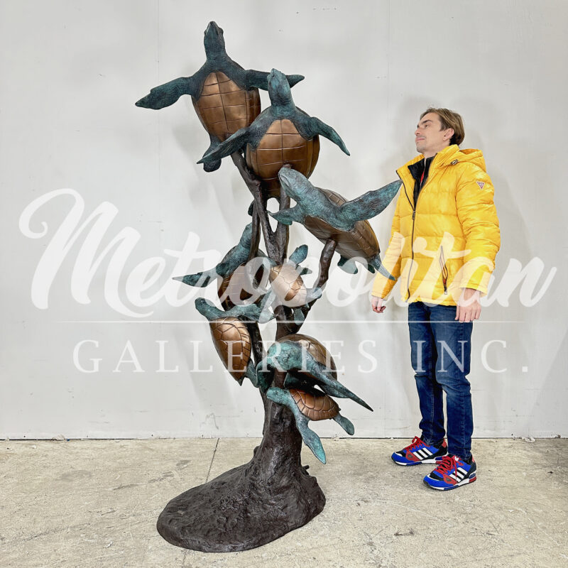 SRB028934 Bronze Eight Sea Turtles Fountain Sculpture by Metropolitan Galleries Inc SCALE WM