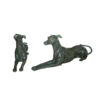 Bronze Laying Whippet Dogs Sculpture Set