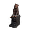 Bronze Bear Sitting on Rock Sculpture