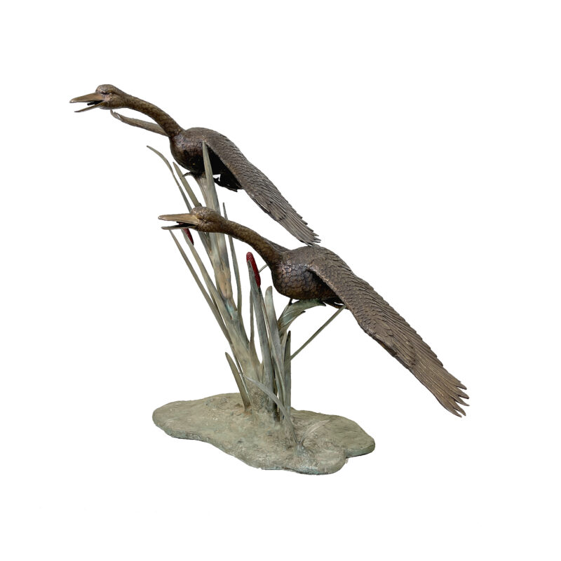 SRB706526 Bronze Two Flying Geese Fountain Sculpture by Metropolitan Galleries Inc.