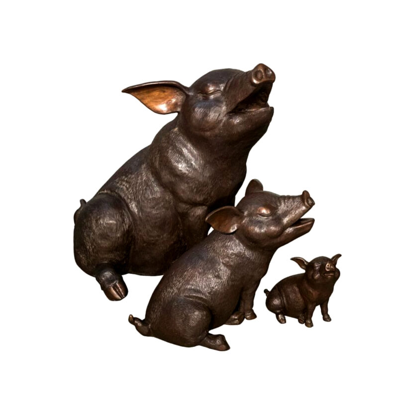 SRB049021-23-25 Bronze Pig Family Sculpture Set by Metropolitan Galleries Inc