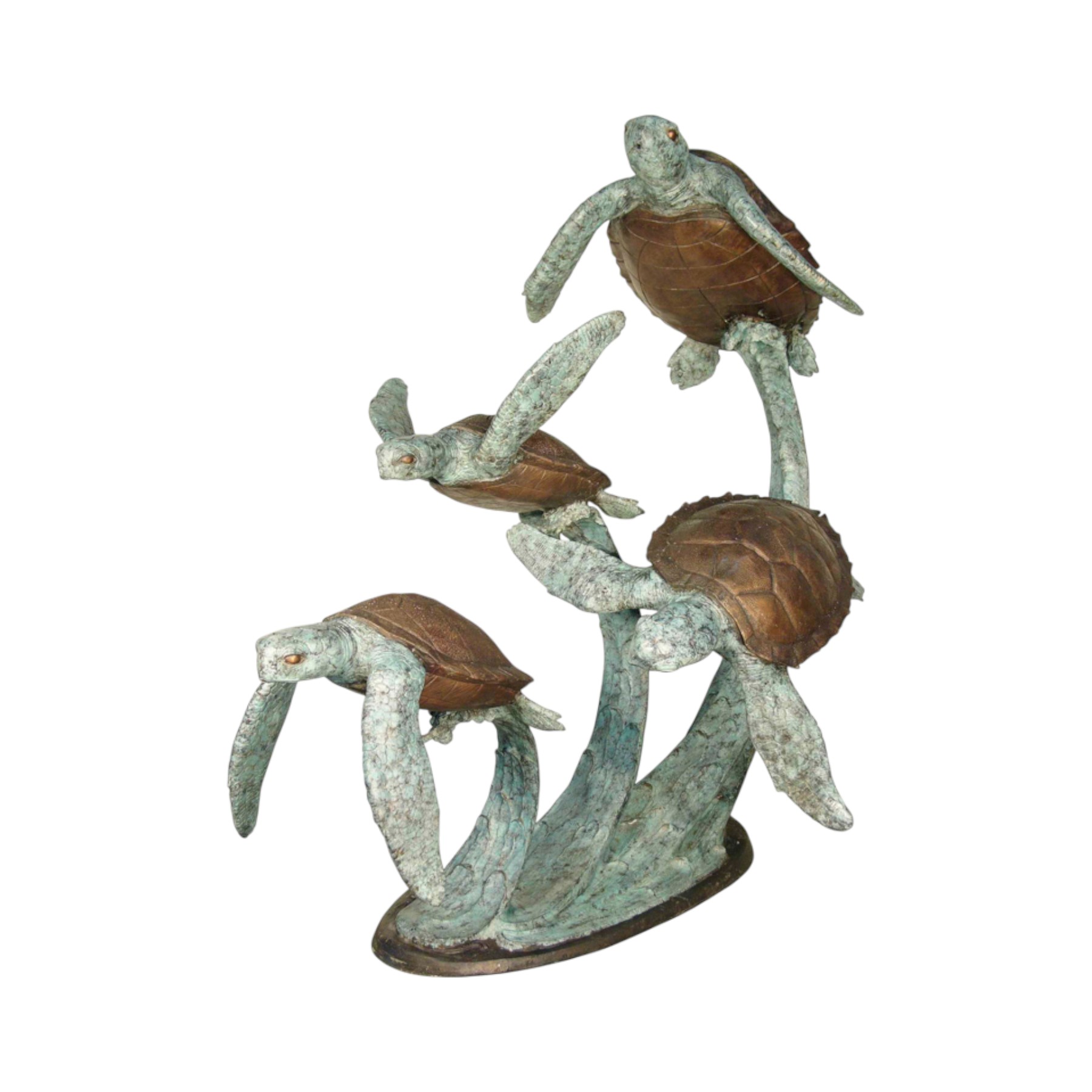SRB075067 Bronze Four Sea Turtles on Wave Sculpture by Metropolitan Galleries Inc.