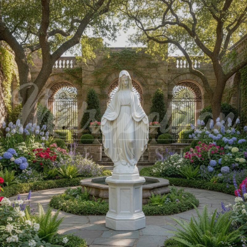 JBS328-A White Marble Madonna Sculpture by Metropolitan Galleries Inc Vignette AI WM