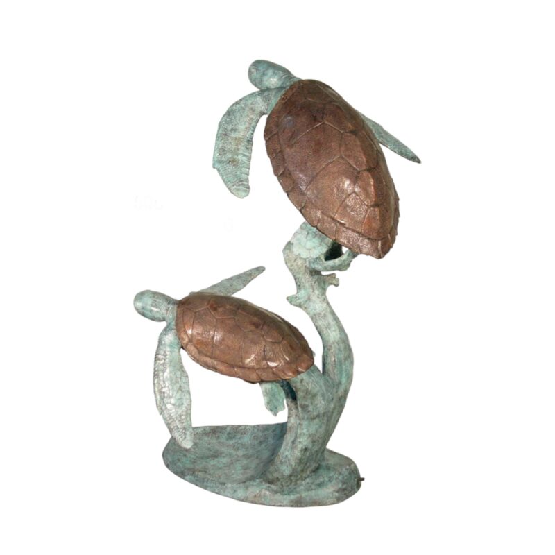 SRB075065 Bronze Two Sea Turtles Fountain Sculpture by Metropolitan Galleries Inc.