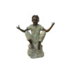 Bronze Sitting Boy with Arms Out Sculpture