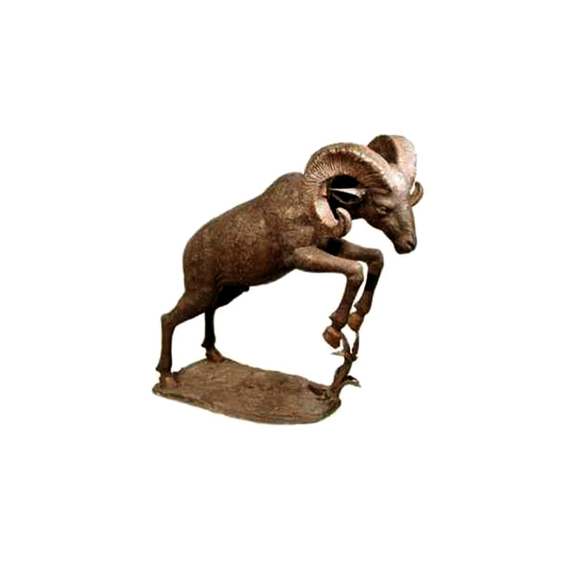 SRB028580 Bronze Jumping Ram Sculpture by Metropolitan Galleries Inc