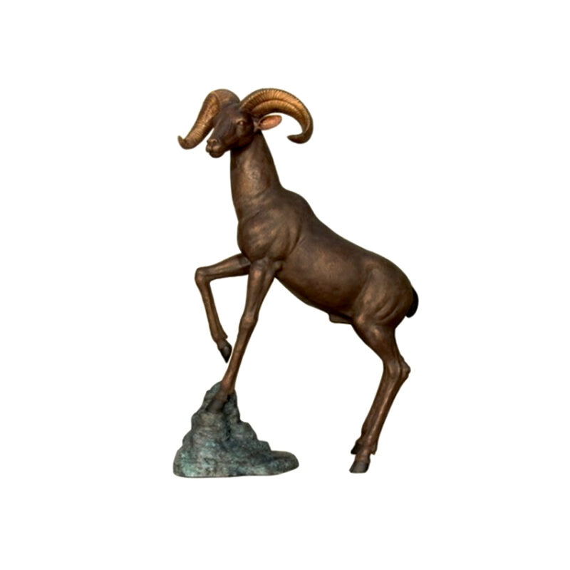 SRB094160 Bronze Ram on Rock Sculpture by Metropolitan Galleries Inc