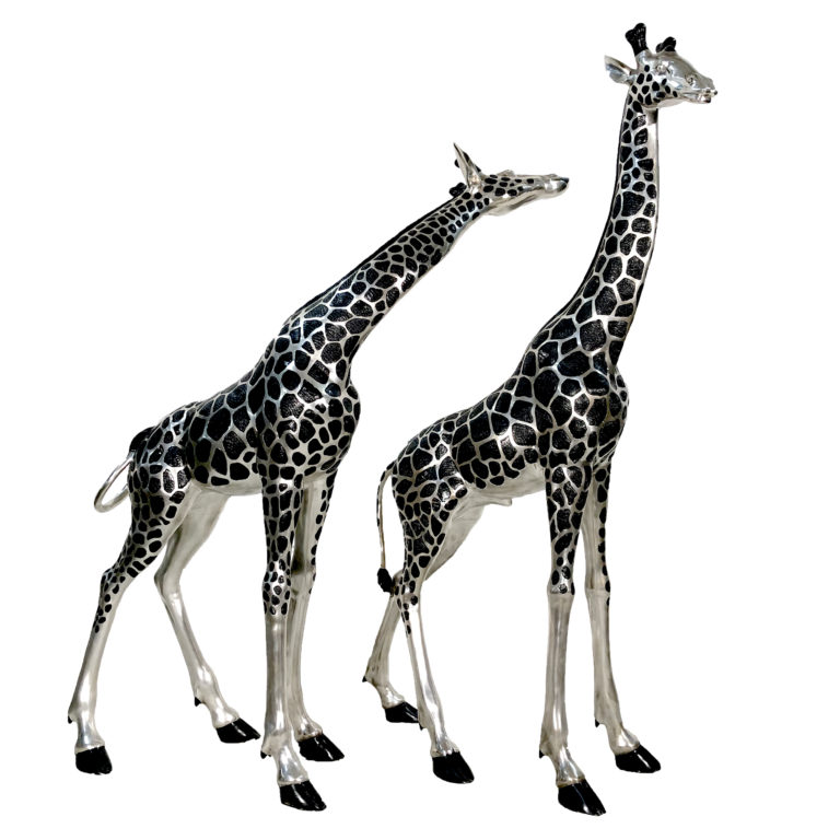 Bronze Medium Giraffe Sculpture Set Metropolitan Galleries Inc.