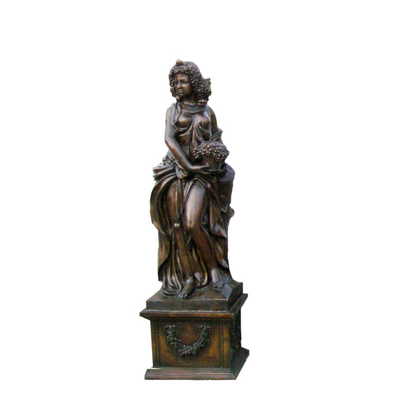 SRB704443-A Bronze Lady Four Seasons Spring Sculpture atop Base by Metropolitan Galleries Inc