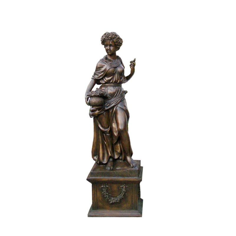 SRB704443-B Bronze Lady Four Seasons Summer Sculpture atop Base by Metropolitan Galleries Inc