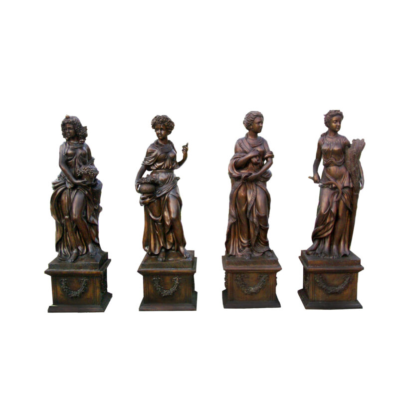 SRB704443 Bronze Lady Four Seasons Sculpture Set of Four atop Base by Metropolitan Galleries Inc