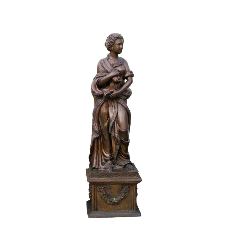 SRB704443-C Bronze Lady Four Seasons Autumn Sculpture atop Base by Metropolitan Galleries Inc