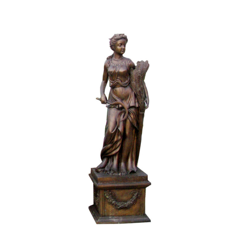 SRB704443-D Bronze Lady Four Seasons Winter Sculpture atop Base by Metropolitan Galleries Inc