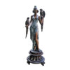 Bronze Lady with Two Parrots Sculpture