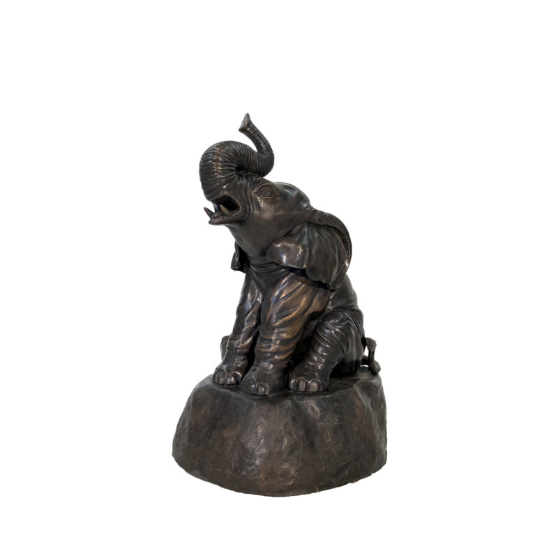 SRB707485 Bronze Sitting Elephant Fountain Sculpture by Metropolitan Galleries Inc