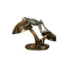 Bronze Frog on Two Mushrooms Sculpture
