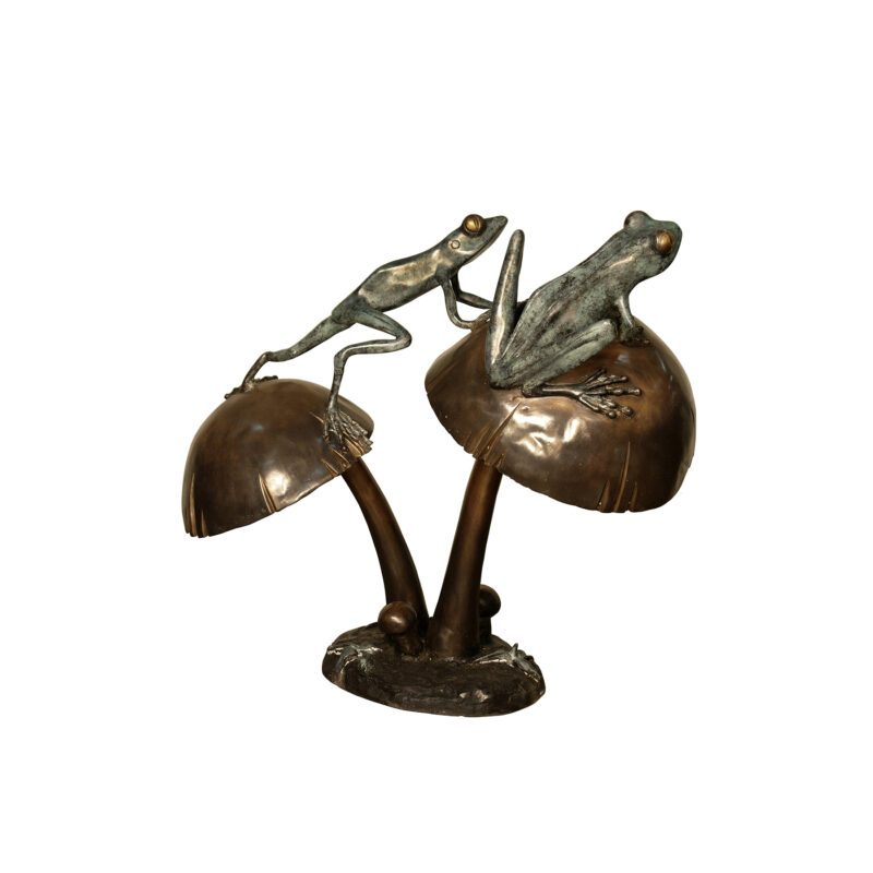 SRB050552 Bronze Two Frogs on Mushroom Sculpture by Metropolitan Galleries Inc
