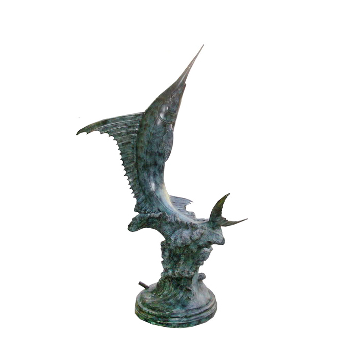 SRB705251 Bronze Sailfish on Base Fountain Sculpture by Metropolitan Galleries Inc