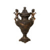 Bronze Two Cupids on Urn with Lid Sculpture