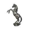 Bronze Rearing Horse Sculpture with Silver Patina (Left)