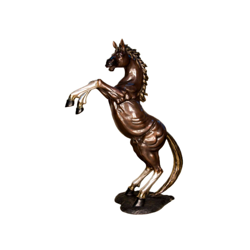 SRB018089-R Bronze Rearing Horse Sculpture facing Right by Metropolitan Galleries Inc