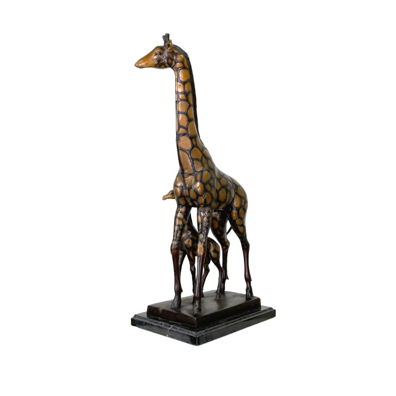 SRB058556 Bronze Giraffe & Calf Table-top Sculpture on Marble Base by Metropolitan Galleries Inc 4