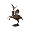 Bronze Indian on Horse with Eagle Sculpture