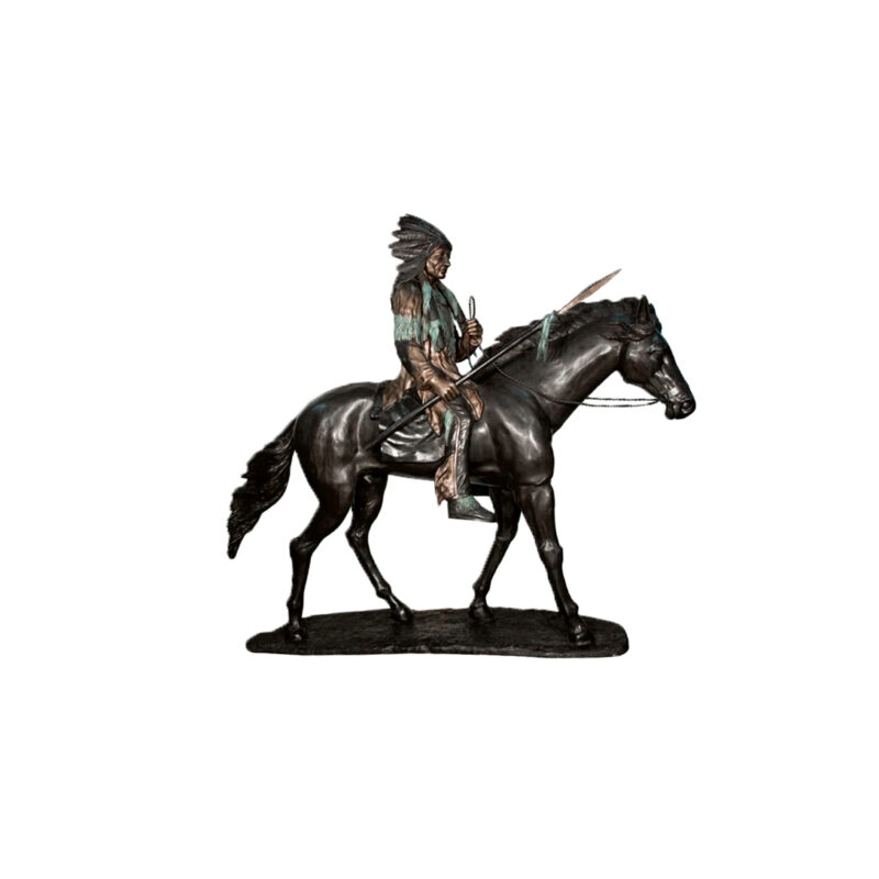 SRB070025 Bronze Indian on Horse Sculpture by Metropolitan Galleries Inc