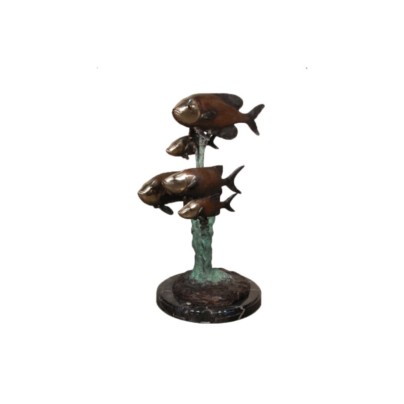 SRB094143 Bronze Trout School Sculpture on Marble Base by Metropolitan Galleries Inc