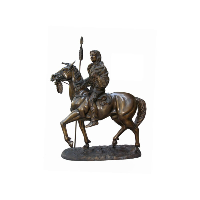 SRB705090 Bronze Indian Explorer on Horse Sculpture by Metropolitan Galleries Inc