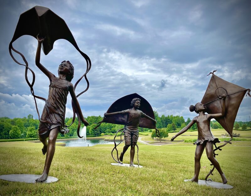 Children Flying Kites Bronze Sculpture Set Designed & Produced by Metropolitan Galleries Inc