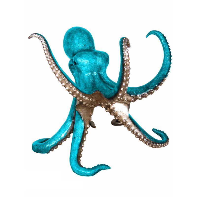 SRB089051-BL Bronze Colorful Octopus Sculpture in Caribbean Blue by Metropolitan Galleries Inc