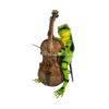 Bronze Musical Frog playing Cello Sculpture