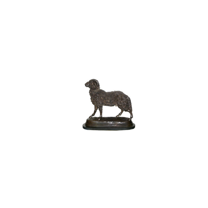 SRB704292 Bronze Sheep Sculpture on Marble Base by Metropolitan Galleries Inc