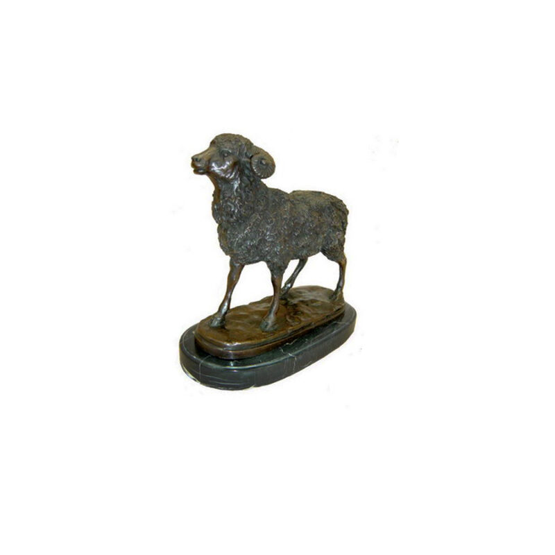 SRB704360 Bronze Mountain Goat Table-top Sculpture on Marble Base by Metropolitan Galleries Inc