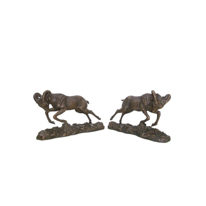 SRB704674 Bronze Walking Ram Duo Table-top Sculpture Set by Metropolitan Galleries Inc