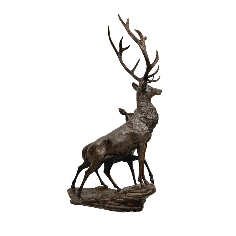 SRB702619 Bronze Buck & Doe on Rock Sculpture by Metropolitan Galleries Inc 3
