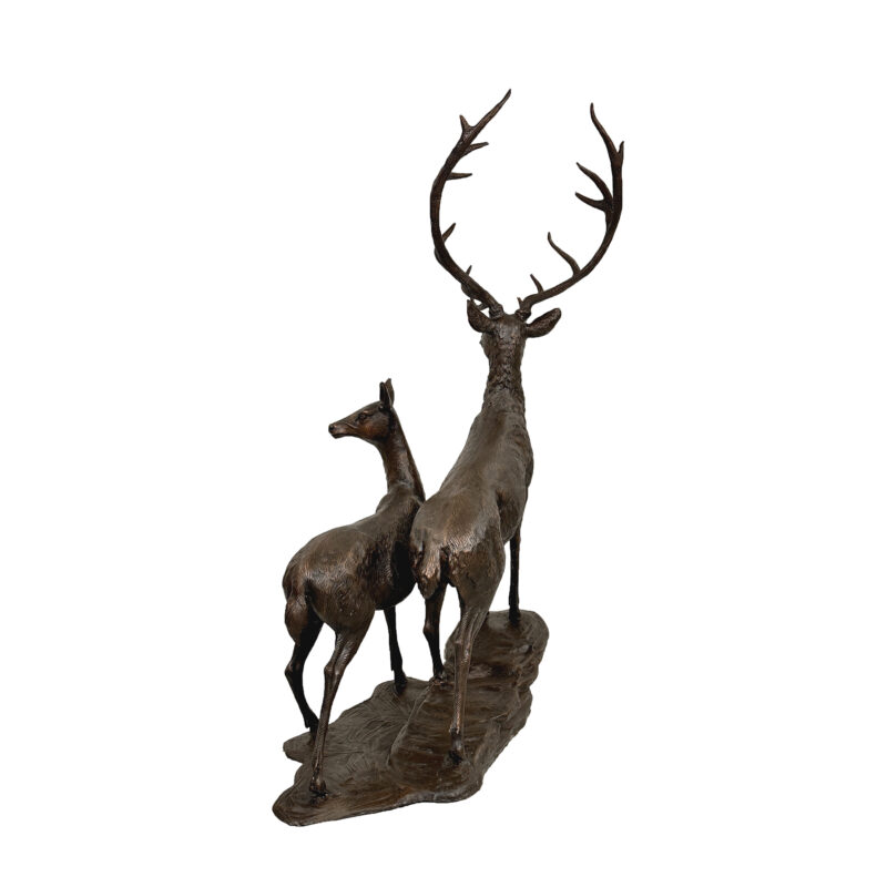 SRB702619 Bronze Buck & Doe on Rock Sculpture by Metropolitan Galleries Inc 4