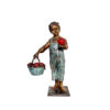 Bronze Girl with Basket of Apples Sculpture