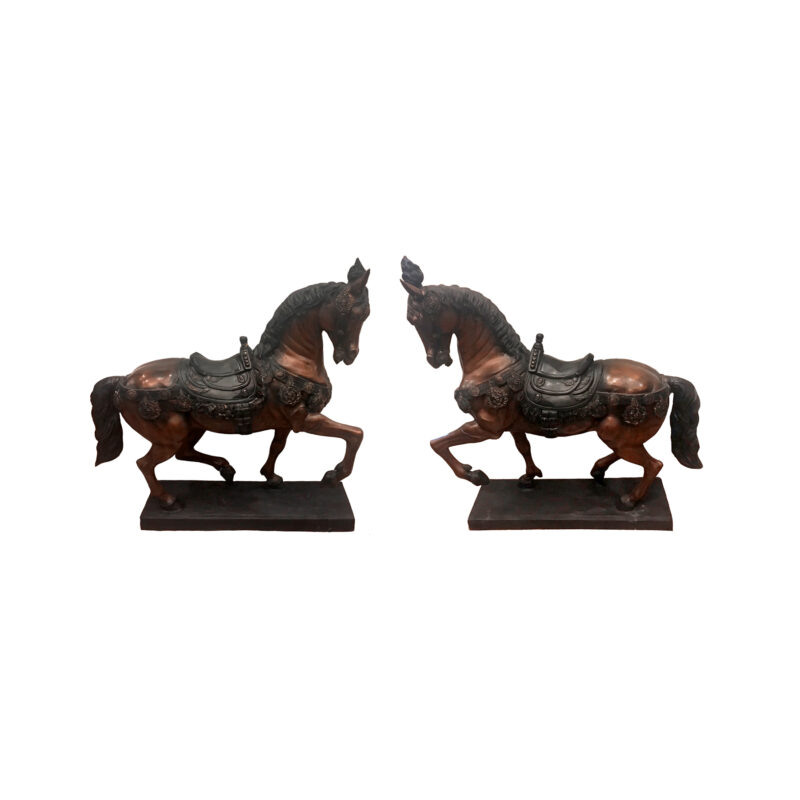 SRB707175 Bronze Carousel Parade Horse Sculpture Pair by Metropolitan Galleries Inc