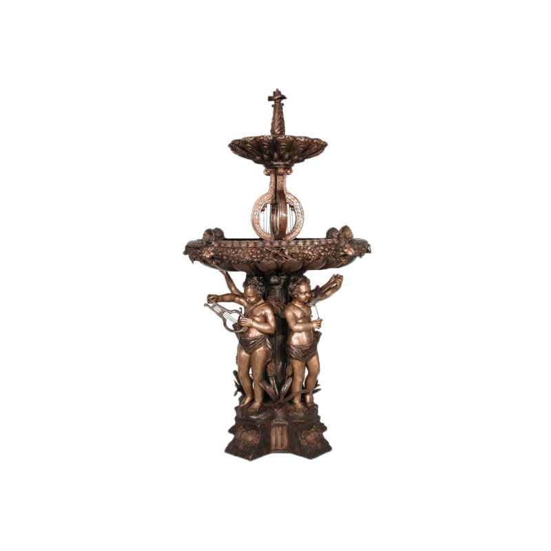 SRB052415 Bronze Musical Cupids Tier Fountain Sculpture by Metropolitan Galleries Inc