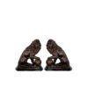 Bronze Sitting Lion with Ball Table-top Sculpture Pair