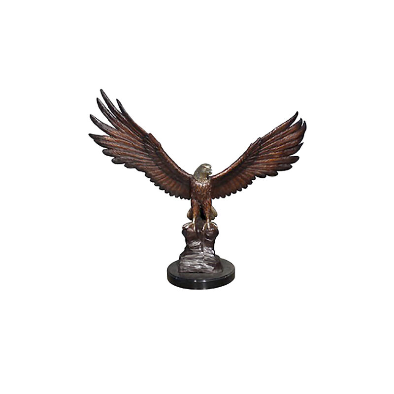 SRB088242 Bronze Eagle with Wings Spread Sculpture on Marble Base by Metropolitan Galleries Inc