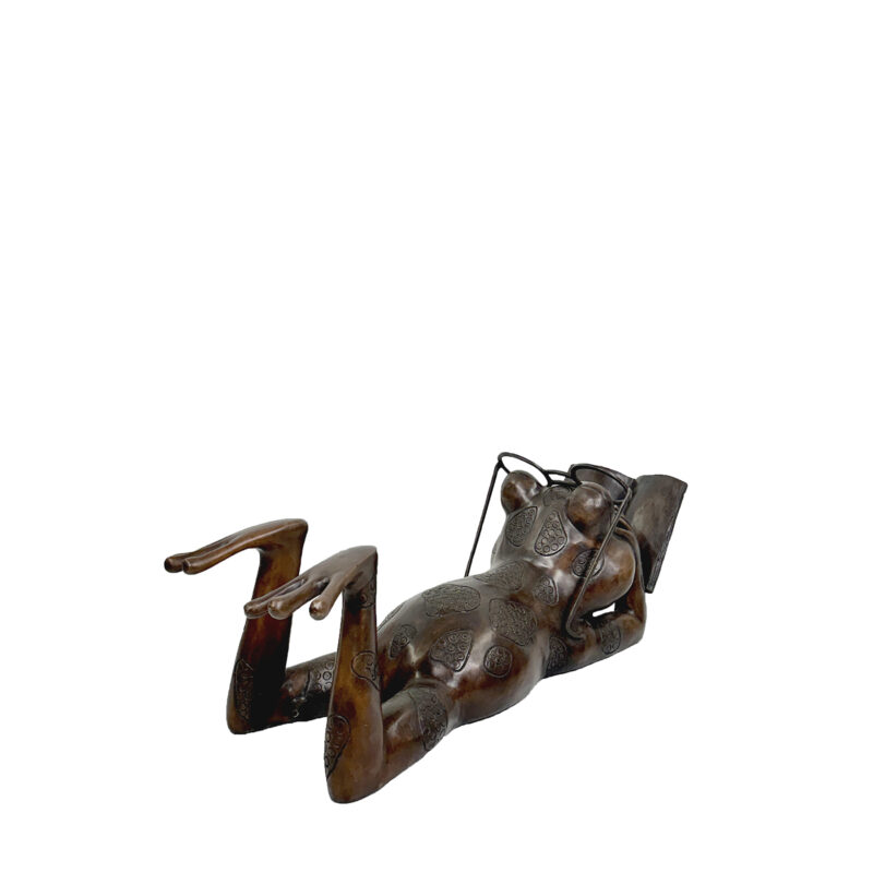SRB351099 Bronze Frog wearing Glasses reading Book Fountain by Metropolitan Galleries Inc 2