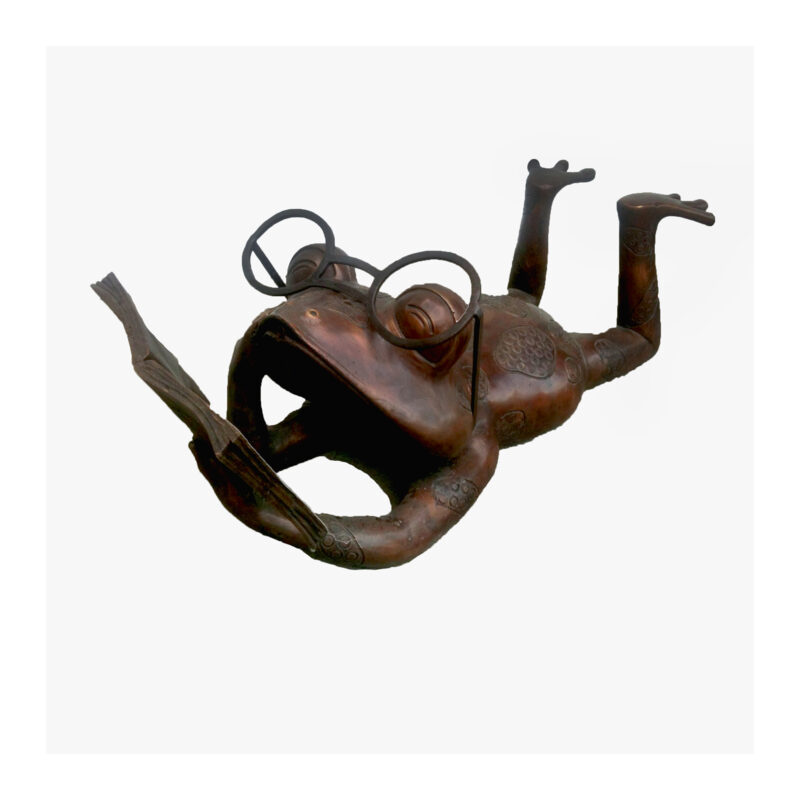 SRB351099 Bronze MaGoo Frog Reading Book Sculpture by Metropolitan Galleries Inc