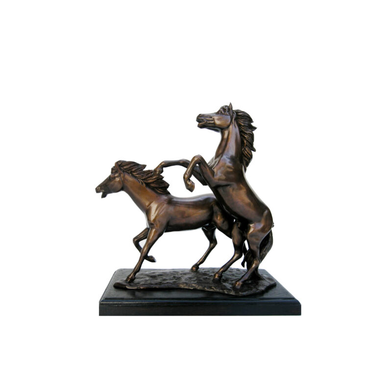 SRB41097 Bronze Two Horses Table-top Sculpture on Marble Base by Metropolitan Galleries Inc